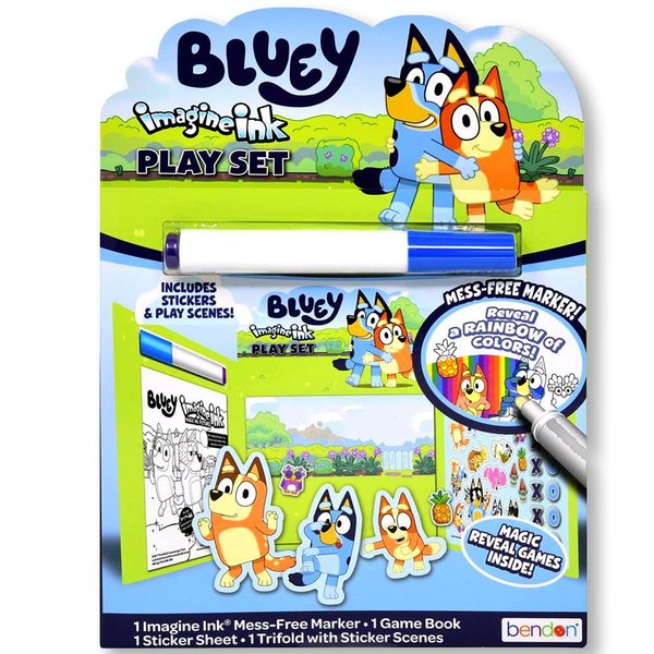 Bluey Imagine Ink Coloring and Stickers Set for Kids Road Trip & Travel Activity Includes Game Book, Sticker Sheet with Sticker Scenes