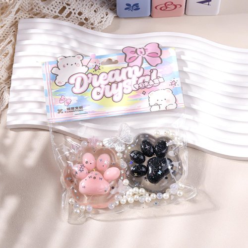 Anboor Cat Paw Squishies Squeeze Toys, Soft Stress Relief Sensory Toys Novelty Fidget Toy for Adults Teenage Party Favors (Black,White)