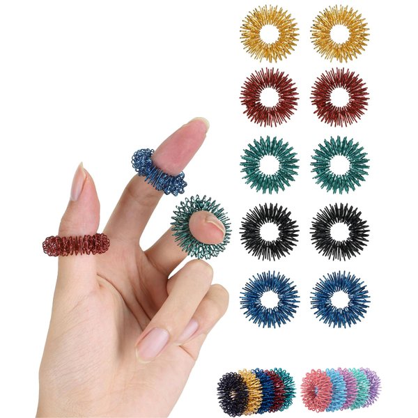 Mr. Pen- Spiky Sensory Rings, 10 Pack, Stress Relief Fidget Sensory Toys, Fidget Rings, Fidget Ring for Anxiety, Stress Relief Rings, Massager for Fidget ADHD Autism, Silent Stress Reducer Ring