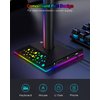 Gaming Headphone Stand PC Accessories - RGB Headset Stand with 2 USB Charger, Cool LED Headphone Holder PC Gaming Accessories Gift for Boys Men Gamers, Computer Game Hardware for Desk