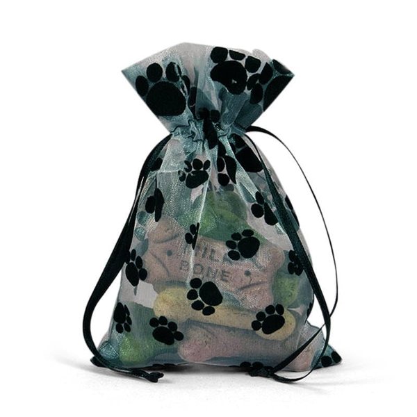 Preprinted Organza Bags Paw Prints 6 X 10 | Quantity: 12