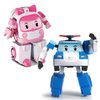Robocar Poli 2 Pack Poli + Amber Transforming Robot Toys, 4" Transformable Action Figure Toy, Emergency Vehicle Playset, Holiday Birthday Rescue Car Toys Gift for Boys Girls Age 1 2 3 4 5