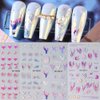 5D Summer Nail Art Stickers, 5D Embossed Holographic Mermaid Nail Decals Mermaid Jellyfish Starfish Ocean Nail Art Supplies Luxurious Summer Nail Design for Women Manicure Decoration(4 Sheets)