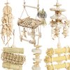 Wepets 6PCs Natural Bird Chewing Shredding Foraging Toys, Bird Swing Toy with Bird Perch for Cockatiels, Parrotlets, Cockatiels, Conures, Parakeets, Budgies, Love Birds and More