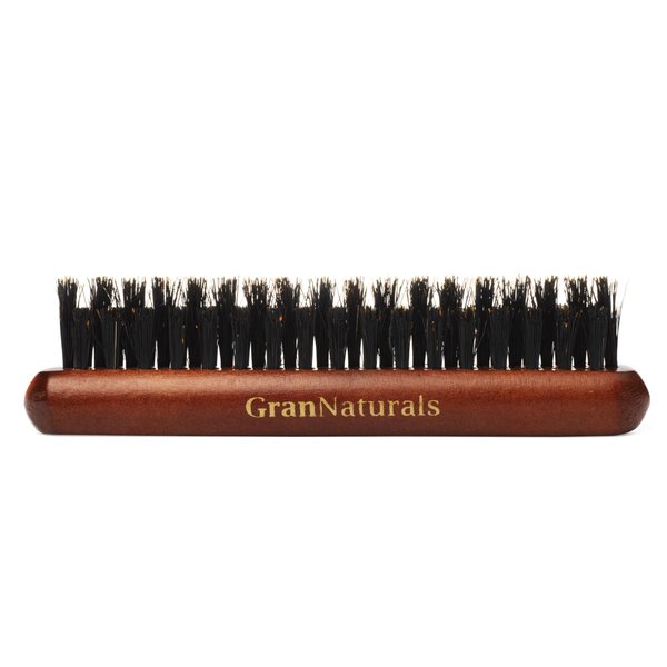 GranNaturals Portable Size Teasing Boar Bristle Hair Brush - Slick Back Hairbrush for Hair Sectioning, Edge Control, Backcombing, Smoothing, and Styling Sleek Fine Hair to Create Volume