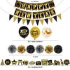 65Pcs Black and Gold New Years Decorations, New Year Decorations 2025 Happy New Year Banner, New Years Eve Party Supplies Happy New Years Latex Balloons Pom poms New Years Hanging Decorations