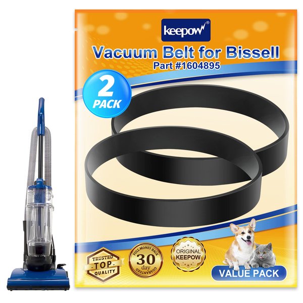 KEEPOW Vacuum Belt for Bissell Powerforce Compact, 1604895 Belt for Bissell Model 2112, 1520, 2690, 3508, 23T7, 23T7V, 3130, 21129, Replace Part 1604895, (2 Pack)