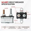 RED WOLF (40A 4PCS) DC 6V-50V Automatic Reset Circuit Breaker #10-32 Stud Bolt Type Circuit Breaker with Metal Fuse Housing Pre-Trimmed Cover Reusable for Boat Marine Trolling Motor RV Battery System