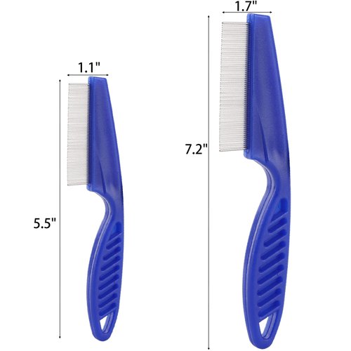 4 Pack Flea Comb for Dogs Cats, Pet Detangling Grooming Comb Lice Comb with Stainless Steel Teeth for Tear Stain Remover, Dandruff