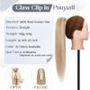 Rich Choices Claw Clip Ponytail Extension Human Hair Real Hair Ponytail Balayage Golden Brown Highlighted Bleach Blonde 18 Inch 115g One Piece Clip In Long Ponytail Hair Extension For Women #12P613