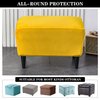 PENDEJATO Stretch Ottoman Covers, Velvet Ottoman Slipcover Rectangle Storage Stool Cover Footstool Slipcover for Living Room Furniture Protector (Yellow)