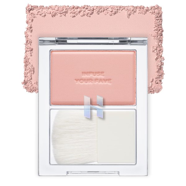 HOLIKA HOLIKA Infusing Blush with Brush - Lightweight, Smooth, Blendable Cheek Blusher, Sebum-Control, Natural Pore Coverage, Built-In Brush, Long-Lasting Pigment for Romantic Mood (04 MOOR)