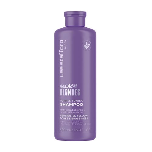 Lee Stafford Bleach Blondes Purple Shampoo for Blonde Hairs | 500ml Neutralizes Brass & Yellow Tones | For Coloured, Silver, Gray & Highlighted Hair Cleanser For Men & Women
