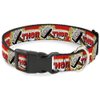 Dog Collar Plastic Clip Thor Hammer Red Yellow White 16 to 23 Inches 1.5 Inch Wide