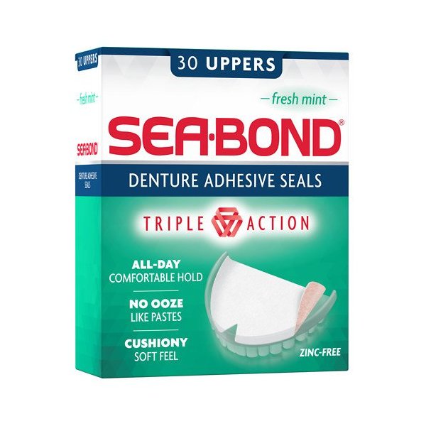 Sea-Bond Denture Adhesive Seals for Uppers, Fresh Mint 30 ea (Pack of 4)