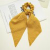Black Yellow Scarf Scrunchies for Hair Ribbon Ties Bow Scrunchies with tail, Stripe Plaid Elastic Hair Scarf Black Hair Ties Bands Long Ponytail Scrunchies for Women (black yellow)