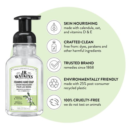 J R Watkins Foaming Hand Soap, Neroli & Thyme, 9 fl oz (266 ml)