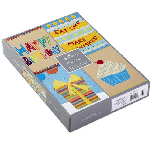 Hallmark Assorted Birthday Cards (Birthday Icons, 12 Cards and Envelopes)