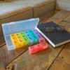 Ezy Dose Weekly (7-Day) Pill Case, Medicine Planner, Vitamin Organizer Box, Convenient and Easy to Use, X-Large Pop-Out Compartments, 3 Times a Day, Rainbow Lids with Case, BPA Free