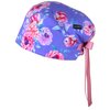 CALOMED Scrub Cap for Women and Men, Euro Style Scrub Caps, Working Hat, Head Cover with Ribbon Ties and Buttons, Long or Short Hair (Pink Peonies)