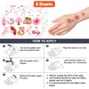Cherry Blossom Temporary Tattoos (8 Sheets 80PCS) Flowers Party Decorations Supplies Favors Japanese Theme Birthday Cute Stickers Christmas Gifts for Boys Girls Class School Prizes Carnival