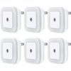 Uigos LED Night Light Lamp with Smart Sensor Dusk to Dawn Sensor, Daylight White, 0.5W Plug-in, 6-Pack