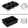 ROTTAY Ice Cube Trays (Set of 2), Sphere Ice Ball Maker with Lid & Large Square Ice Cube Maker for Whiskey, Cocktails and Homemade, Keep Drinks Chilled Black