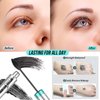 Fiber Mascara, Mascara Black,4D Silk Fiber Mascara, Natural Waterproof Smudge-proof Mascara Black Mascara Thickening Lengthening,Exquisitely Full,Eyelash Primer Brush