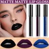 3 PCS Dark Purple Blue Black Matte Liquid Lipstick for Women,Velvet Silky Black Lip Gloss Stain Set,Non Stick Cup Long Lasting Smudge Proof Matte Lipgloss Set for Halloween Christmas Goth Makeup