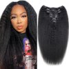 Lysilf Kinky Straight Clip in Hair Extensions Real Human Hair 7Pcs Brazilian Clip in Human Hair Extensions for Women with 16 Clips Lace Weft 90g (16inch, Natural Black)