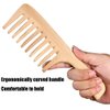 2 Pcs Bamboo Comb Set Wooden Wide Tooth and Fine Tooth Comb for Women Men, Anti-static Detangling Hair Comb for Curly Fine Straight Wet Dry Hai