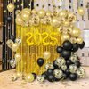 AIBIIN 89pcs 2025 Happy New Year Decorations Kit New Years Eve Party Supplies Black and Gold Party Decorations for Happy New Year Party Decoration