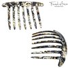 French Amie Handmade Yellow Black Tokyo Celluloid Acetate 7 Teeth Side Hair Comb