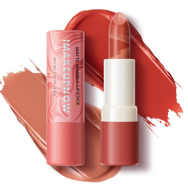 imakeupnow 2PCS Marbled Matte Lip Stick Makeup - Velvety Finish | Naked-lip Feel, Full Coverage, D001+D003