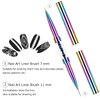 Ycyan 2Pcs Dual-ended Nail Design Brushes Rhinestone Handle UV Gel Nail Brush Set Professional Nail Art Tools Rainbow