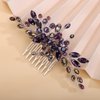 Teyglen Rhinestone Wedding Headpieces Bridal Purple Crystal Hair Comb Hair Accessories for Bride Handmade Red Black Blue Hair Pieces for Women Girls