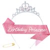 Chanaco Birthday Sash Birthday Girl Headband Set Birthday Crown Birthday Girl Sash Birthday Crown for Girls Princess Tiara Pink Happy Birthday Decorations Birthday Gifts