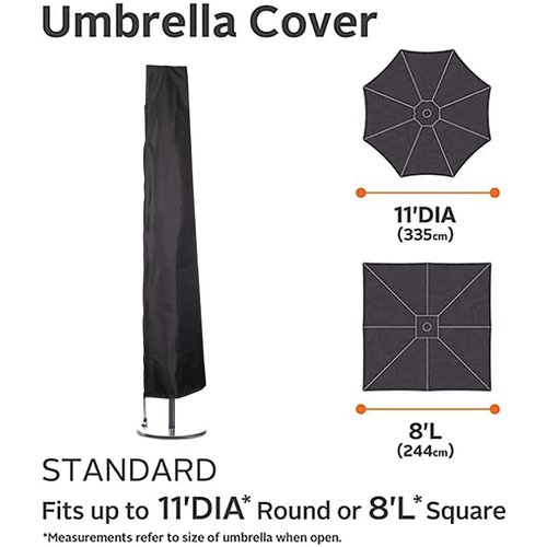 Ailelan Umbrella Cover, 600D Oxford Fabric Patio Umbrella Cover, Waterproof Outdoor Umbrella Cover with Zipper for 7ft to 11ft Garden Outdoor Umbrella, Black