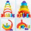 DHinkyoung 12 Pcs Wooden Rainbow Stacking Toys, Toddler Montessori Arch Bridge Stacker Game, Building Blocks Puzzle Stackers for Kids Baby Toddlers 1 2 3 4 5 Years Old