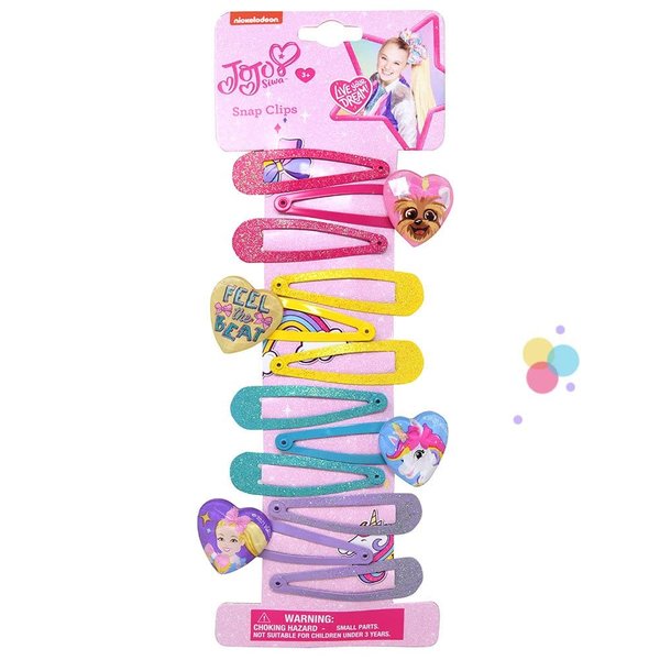 U.P.D., Inc. JoJo Siwa Snap Clips Hair Accessories Set – JoJo Siwa Accessories Kit for Girls, Includes 12 Hair Snap Clips, Perfect for Party Favors, Everyday Hair, and Makeover – 12 Pieces