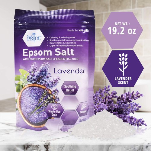 Medpride Epsom Bath Salts Soak For Pain Relief With Lavender Essential Oil- Relaxing Foot Bath Salts For Soothing, Muscle Recovery & Relaxation - Pure Moisturizing Soaking Salts For Men & Women 19.2oz