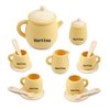 TYRY.HU 7Pcs Silicone Tea Party Set for Little Girls, BPA Free Kids Tea Set, Dishwasher Safe Tea Set for Toddlers Age Over 3 Years Old Toys, Yellow