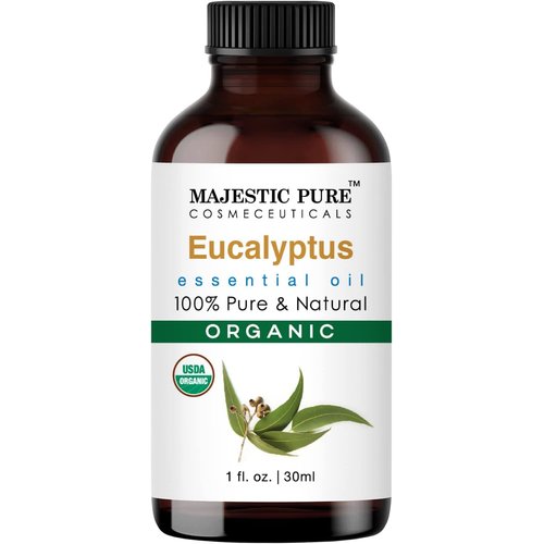 Majestic Pure Organic Eucalyptus Essential Oil - 100% Pure Eucalyptus Oil for Aromatherapy, Massage & Topical Uses, Perfect for Diffuser & Essential Oil Diffuser - 1 Fl Oz
