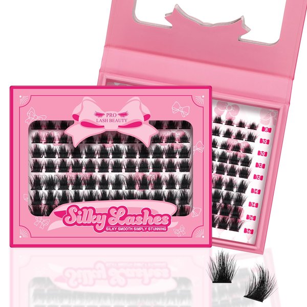 Lash Clusters, 108 Pcs Individual Lashes Soft Cluster Lashes DIY Lash Extension 8-16mm Eyelash Clusters Volume Wispy Lashes Super Thin Band Reusable(Caring,D-8-16mix)