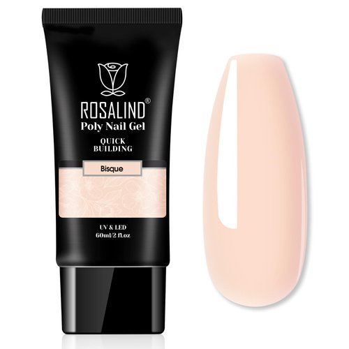 ROSALIND Nude Poly Extension Gel, 60ml Light Nude Poly Nial Gel Builder for Nail Art Decoration,Nail Thickening Extension Easy to DIY Use at Home Need UV Lamp