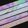 SILPECWEE 10 Rolls Neon Nail Foil for Long Acrylic Nails Holographic Nail Transfer Foil Transparent Broken Glass Holo Nail Art Foil Nail Design Stickers Fingernails Nail Accessories