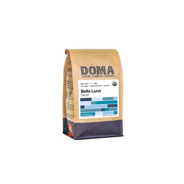 Doma Coffee "Bella Luna Organic Decaf" Dark Roasted Organic Whole Bean Coffee - 12 Ounce Bag