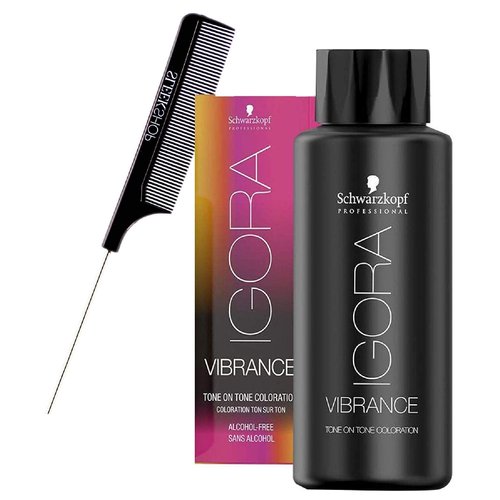 Schwarzköpf IGORA Vibrance Tone on Tone Coloration Demi-Permanent Hair Color Dye, Liquid Haircolor (w/Comb) Lasts 25 Shampoo (9.5-98 Violet Red)