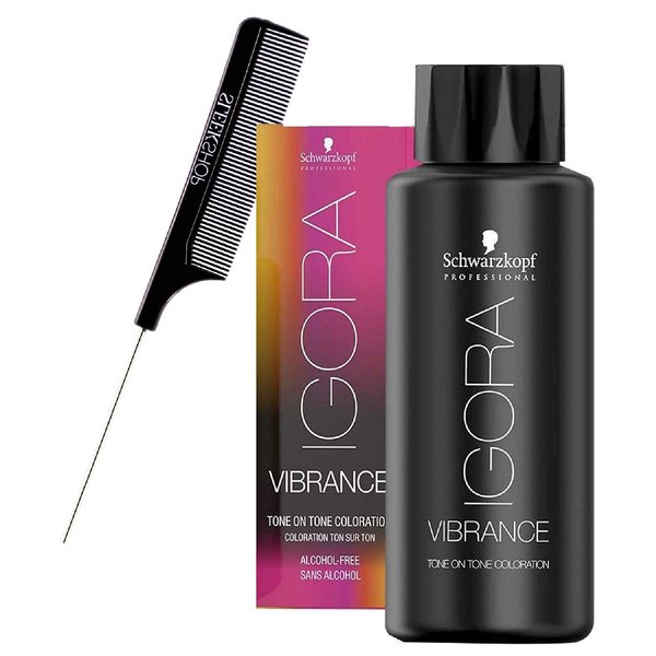 Schwarzköpf IGORA Vibrance Tone on Tone Coloration Demi-Permanent Hair Color Dye, Liquid Haircolor (w/Comb) Lasts 25 Shampoo (9.5-98 Violet Red)