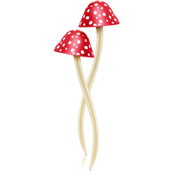 Taiyin 2 Pcs Mushroom Hair Stick Christmas Hair Sticks for Long Hair Chinese Hair Chopsticks for Women Girl Hair Sticks for Buns Cute Print Hair Sticks Accessories (Red)